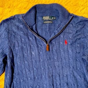 Sweater Blue polo 1/4 zipper in the front